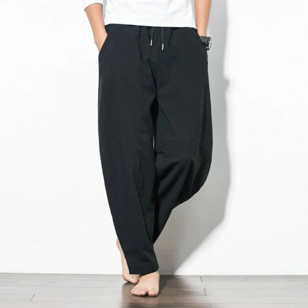 ContiNent 33 Cotton Harem Pants Men Solid Elastic Waist Streetwear Joggers 2020 New Baggy Drop-crotch Pants Casual Trousers Men