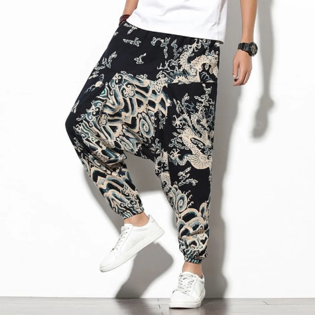 ContiNent 33 Cotton Harem Pants Men Solid Elastic Waist Streetwear Joggers 2020 New Baggy Drop-crotch Pants Casual Trousers Men