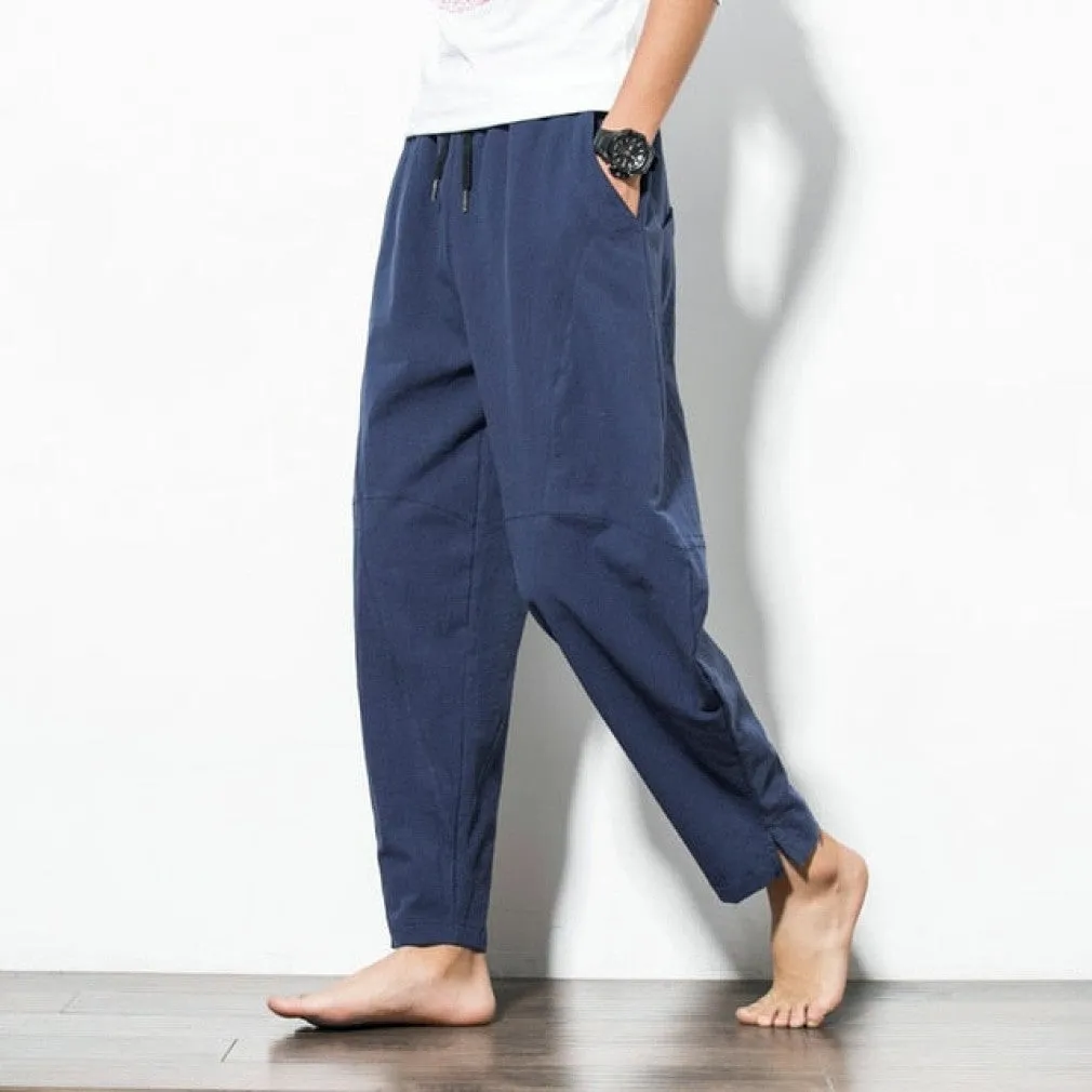ContiNent 33 Cotton Harem Pants Men Solid Elastic Waist Streetwear Joggers 2020 New Baggy Drop-crotch Pants Casual Trousers Men