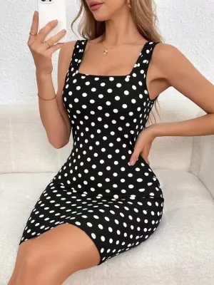 Contrast Polka Dot Mini Cami Dress