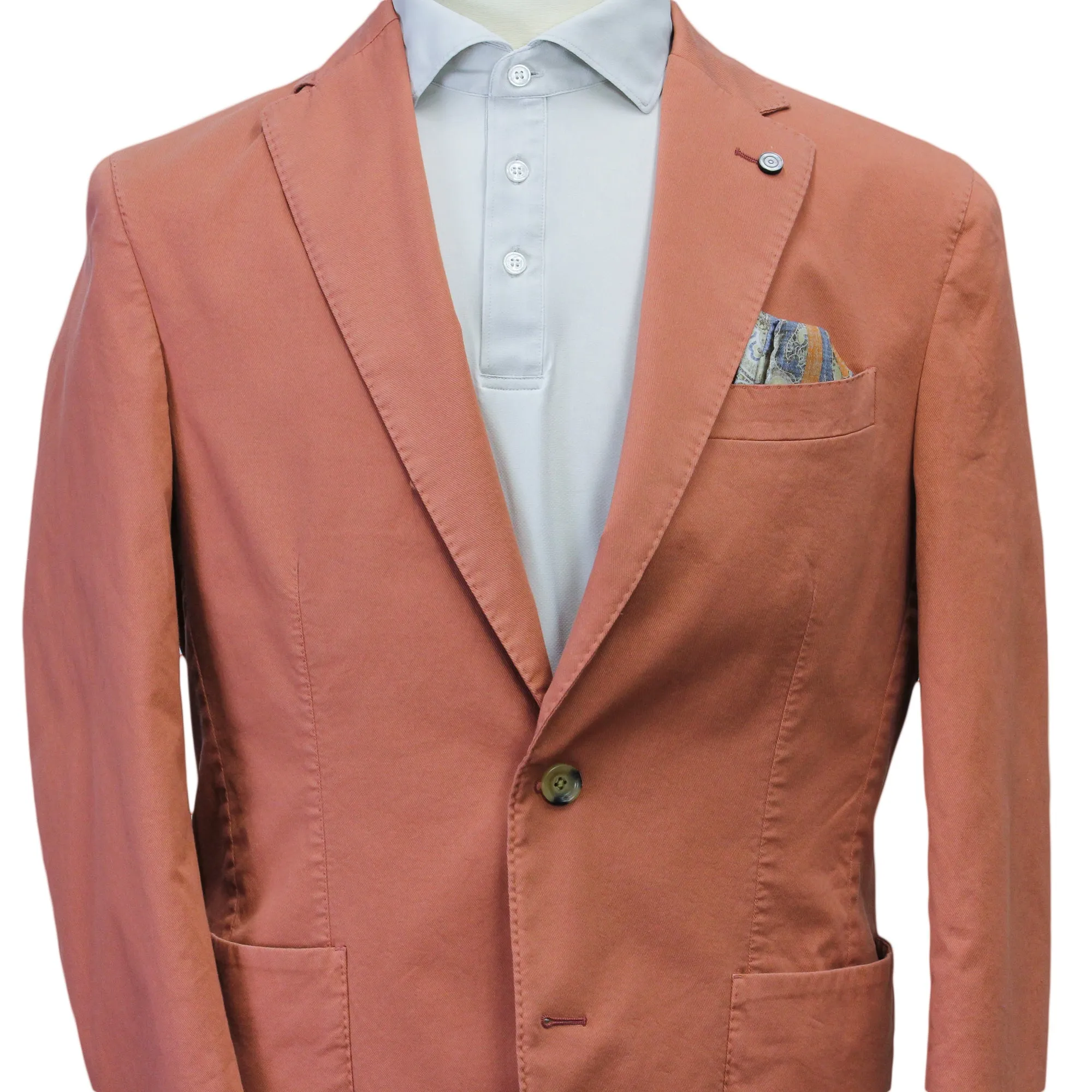Coral Orange Eames Modern Fit Unconstructed Cotton Stretch Jacket - Jack Victor