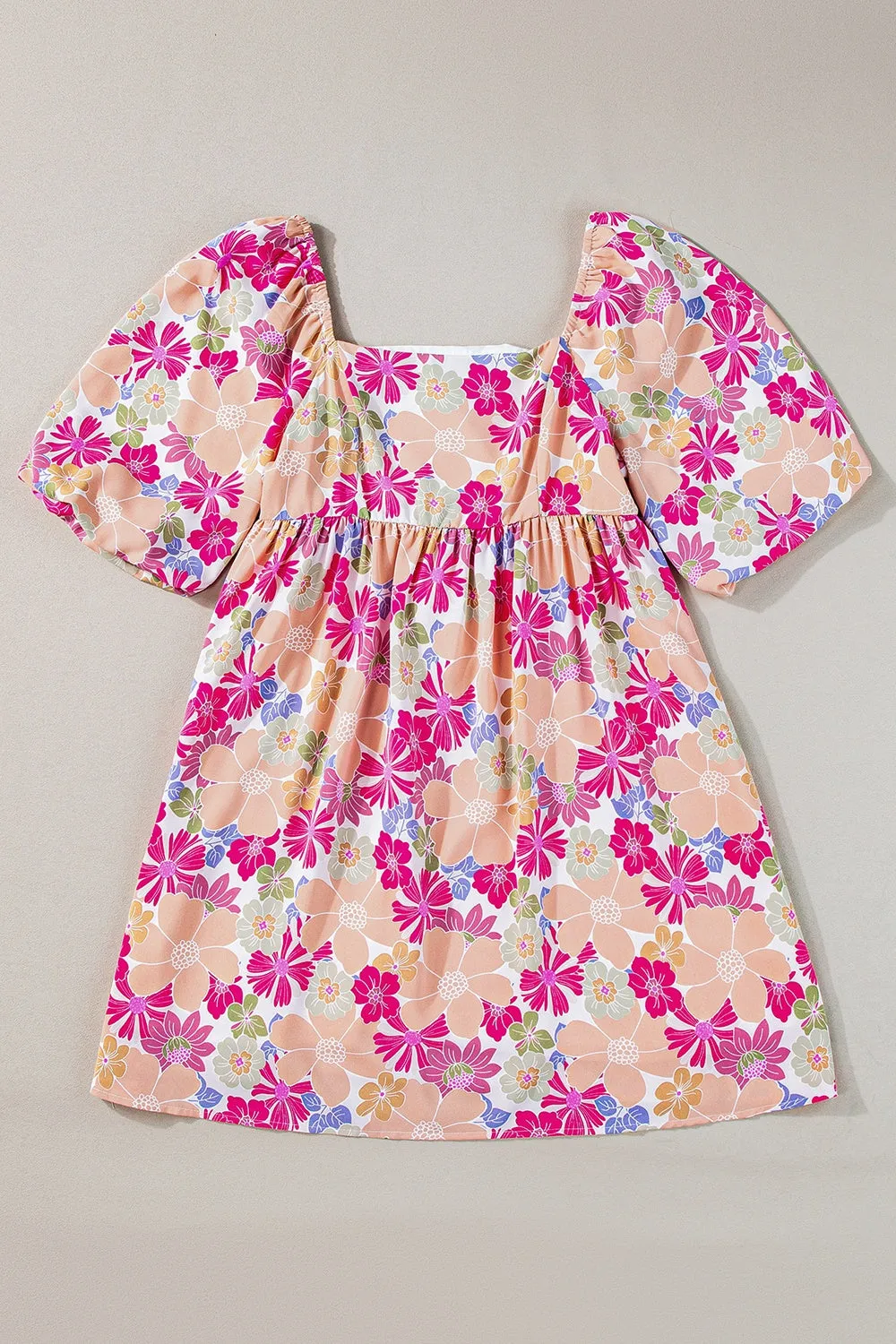 Cornelia Printed Square Neck Half Sleeve Mini Dress