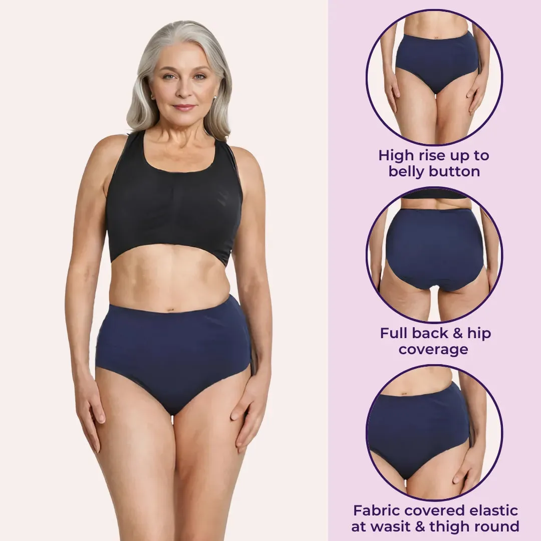 Cotton Panties For Elderly Women | High Waist | Brief Cut | Full Hip & Back Coverage | Offers Belly & Back Support | Flattens Belly & Covers Muffin Top | Friction & Rash Free | Pack Of 6