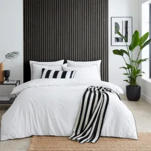 Cotton Piped White Duvet Set