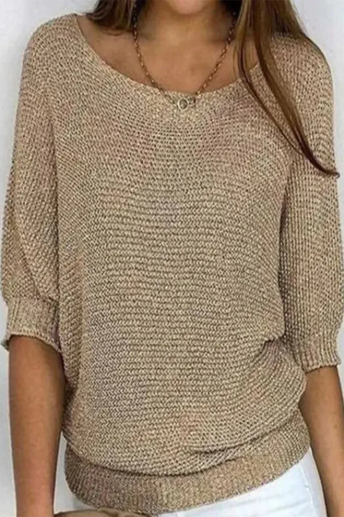 Cristina® | Women's basic round neck top, plain casual