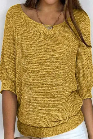 Cristina® | Women's basic round neck top, plain casual