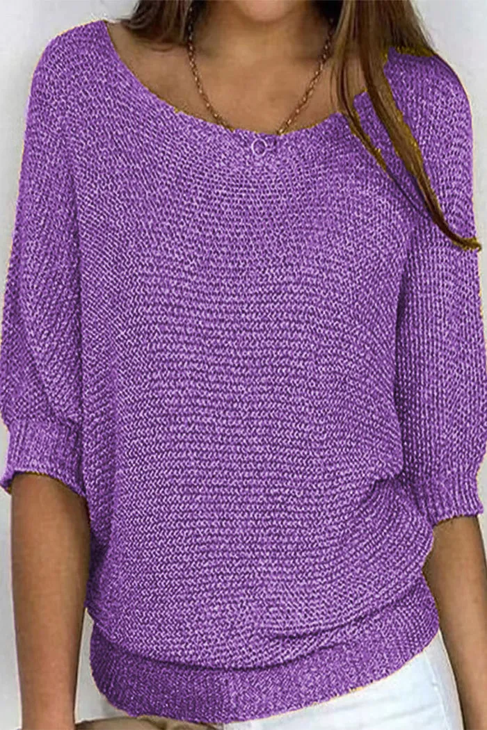 Cristina® | Women's basic round neck top, plain casual