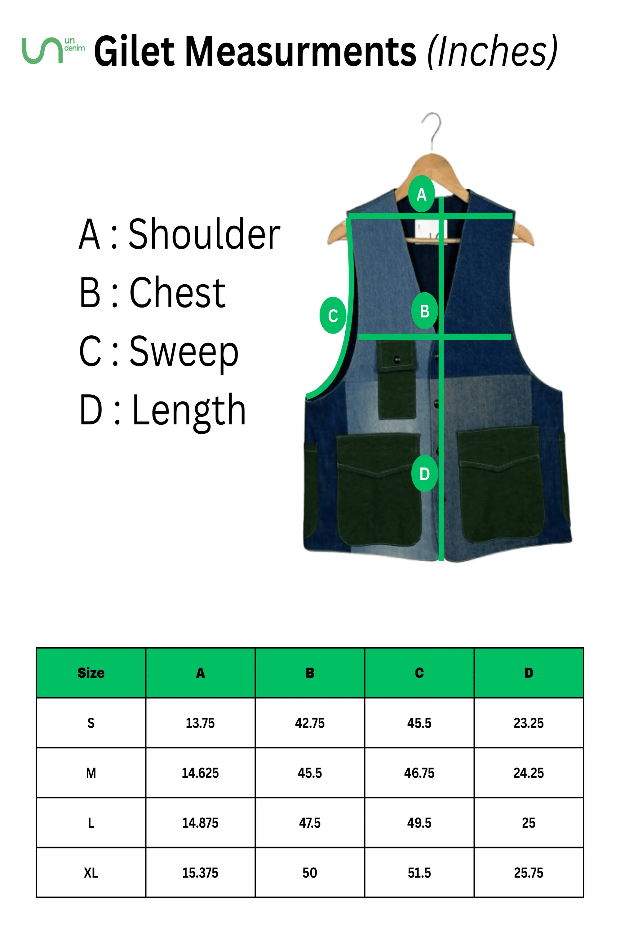 Cross-stitched Denim Gilet Jacket