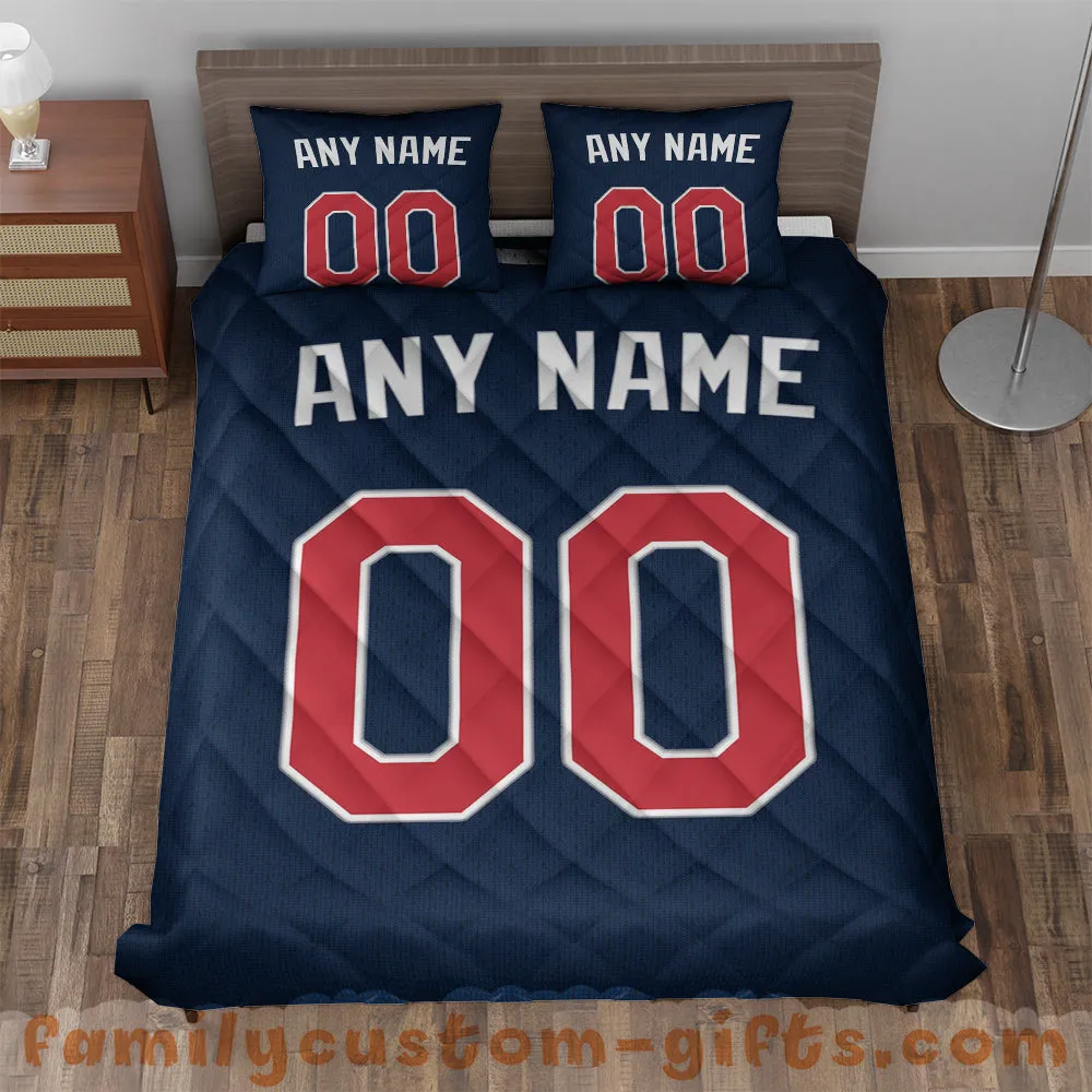 Custom Quilt Sets Atlanta Jersey Personalized Baseball Premium Quilt Bedding for Boys Girls Men Women