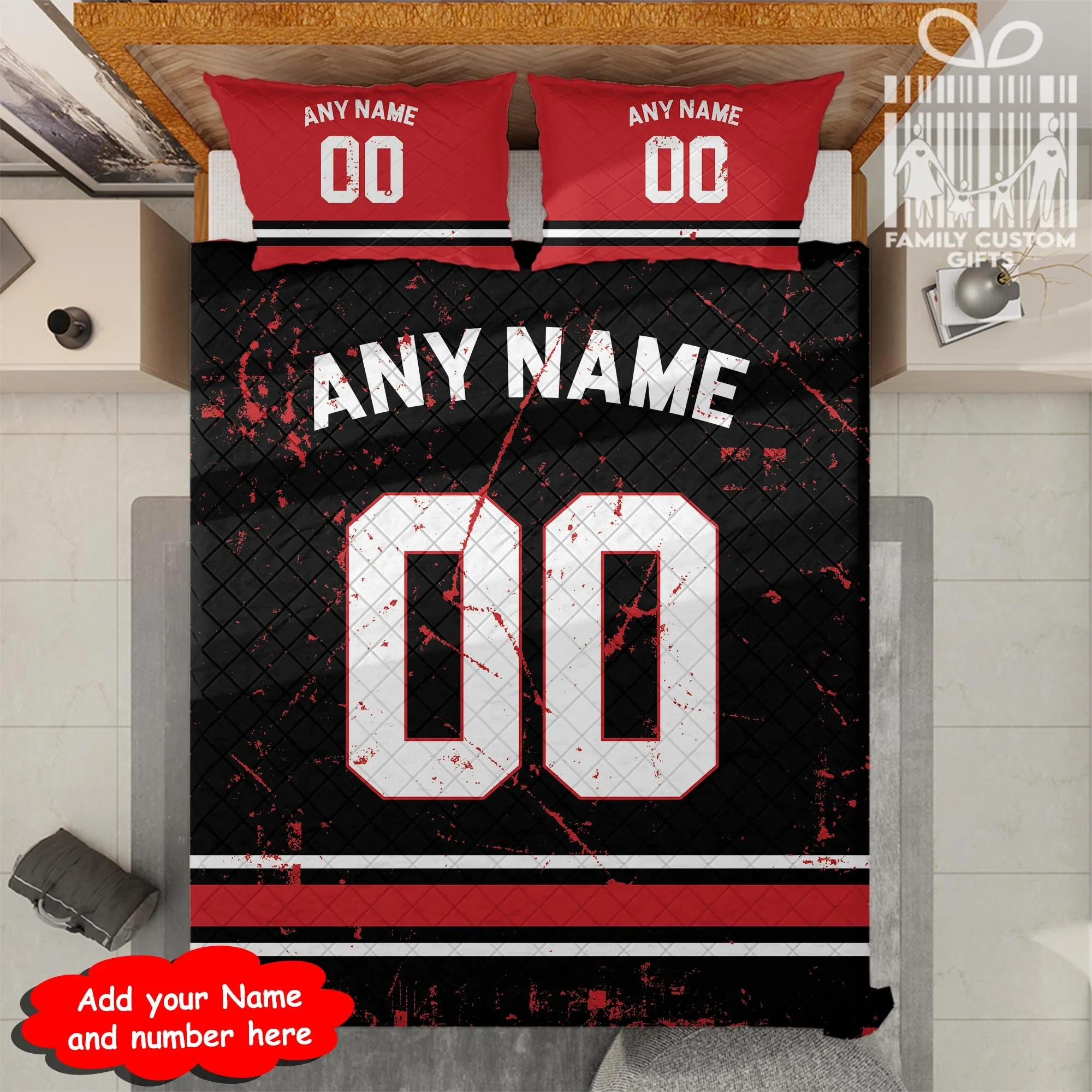 Custom Quilt Sets Atlanta Jersey Personalized Football Premium Quilt Bedding for Men Women