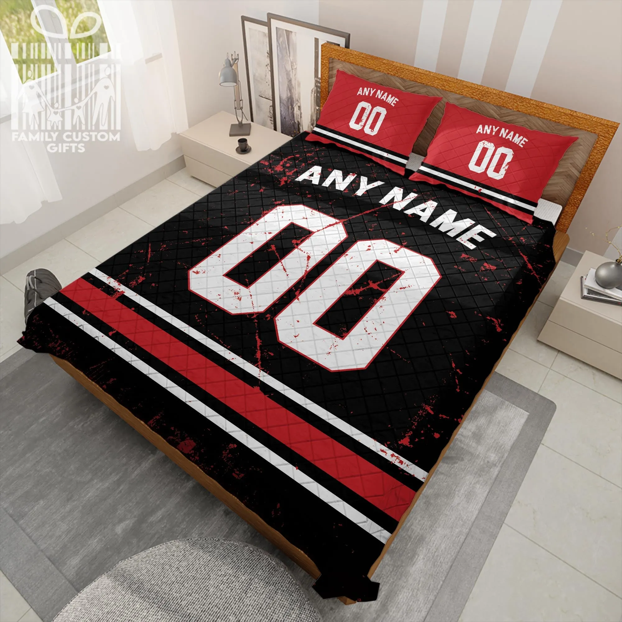Custom Quilt Sets Atlanta Jersey Personalized Football Premium Quilt Bedding for Men Women