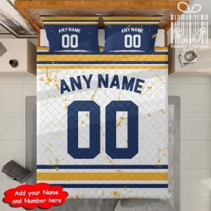 Custom Quilt Sets Buffalo Jersey Personalized Ice hockey Premium Quilt Bedding for Men Women