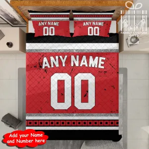 Custom Quilt Sets Carolina Jersey Personalized Ice hockey Premium Quilt Bedding for Men Women
