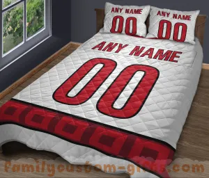 Custom Quilt Sets Carolina Jersey Personalized Ice Hockey Premium Quilt Bedding for Men Women