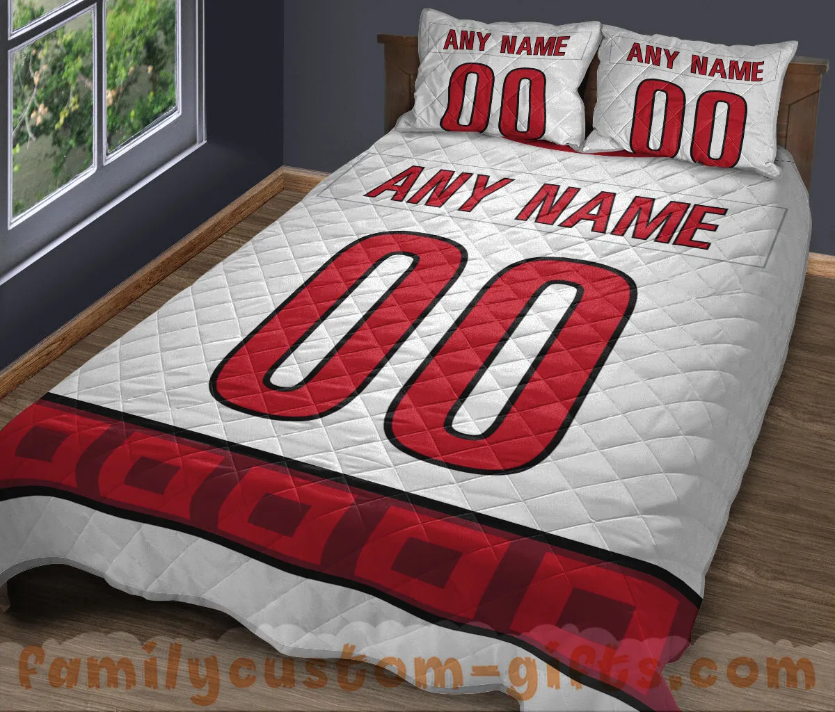 Custom Quilt Sets Carolina Jersey Personalized Ice Hockey Premium Quilt Bedding for Men Women