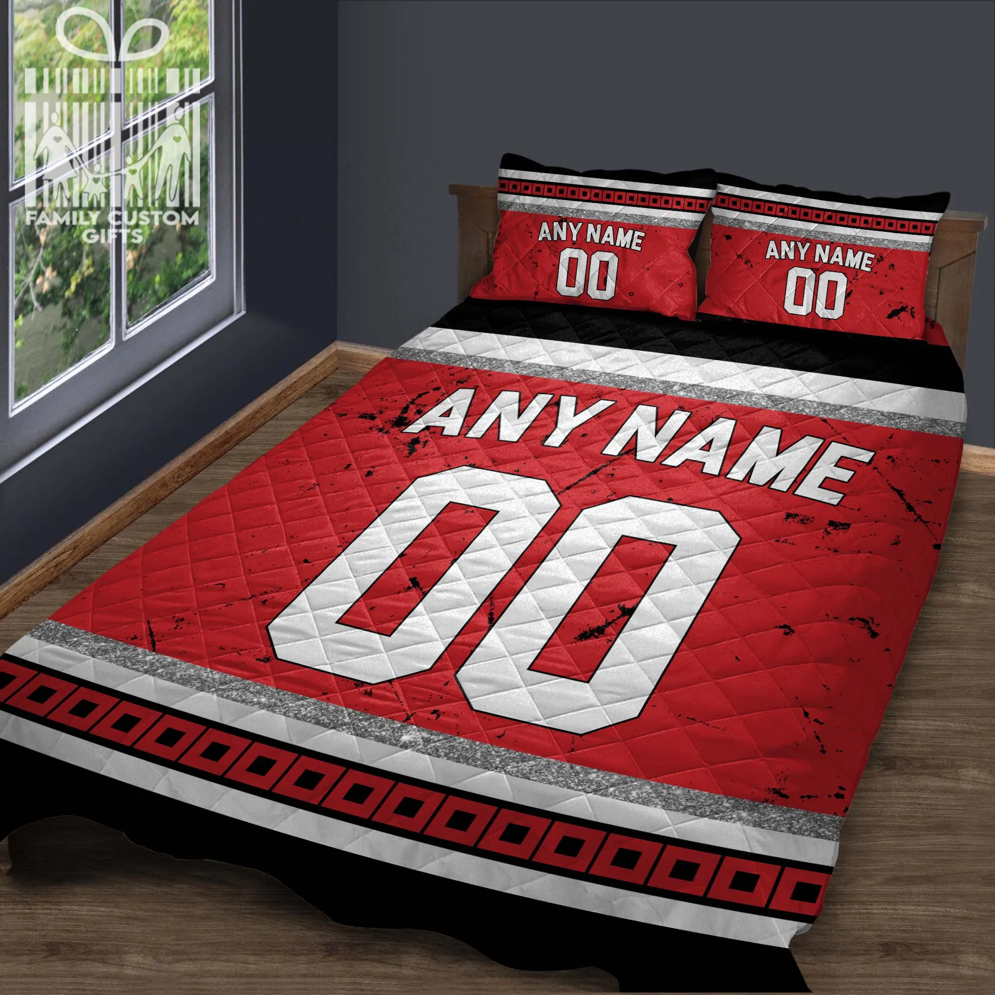 Custom Quilt Sets Carolina Jersey Personalized Ice hockey Premium Quilt Bedding for Men Women