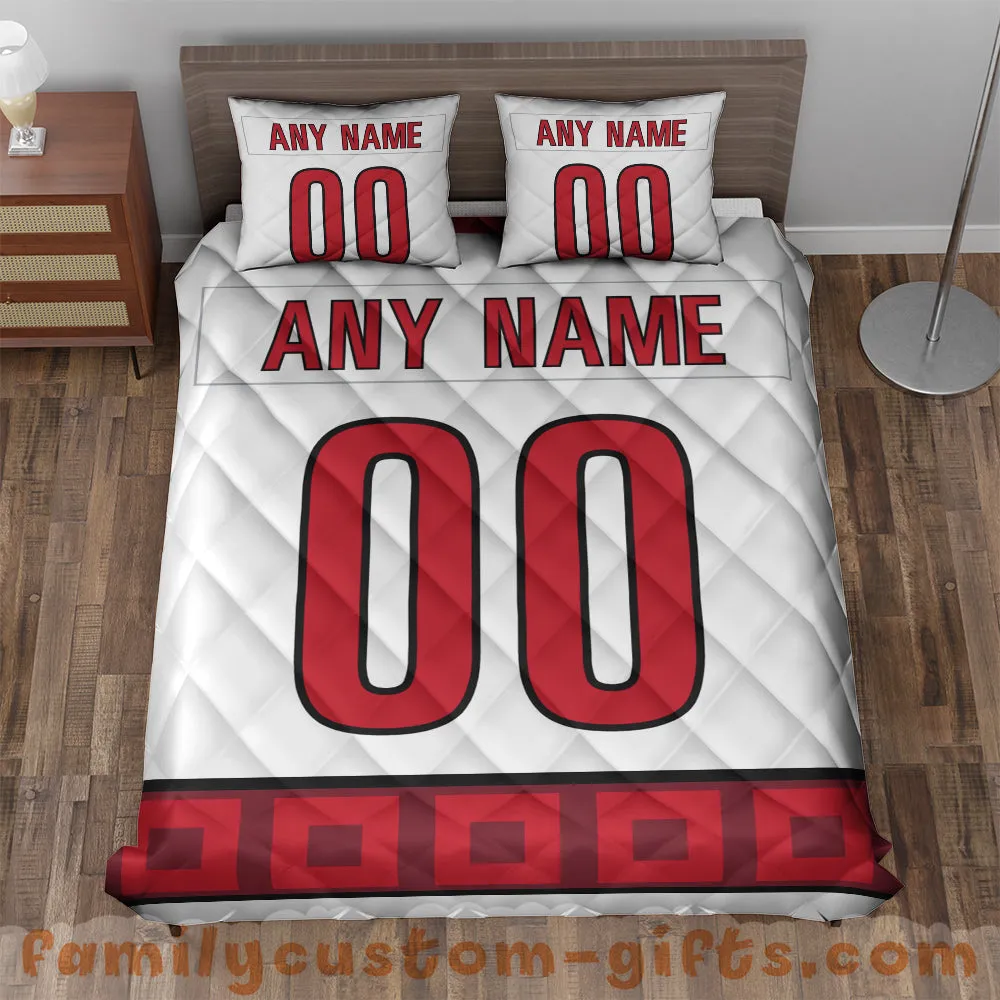 Custom Quilt Sets Carolina Jersey Personalized Ice Hockey Premium Quilt Bedding for Men Women