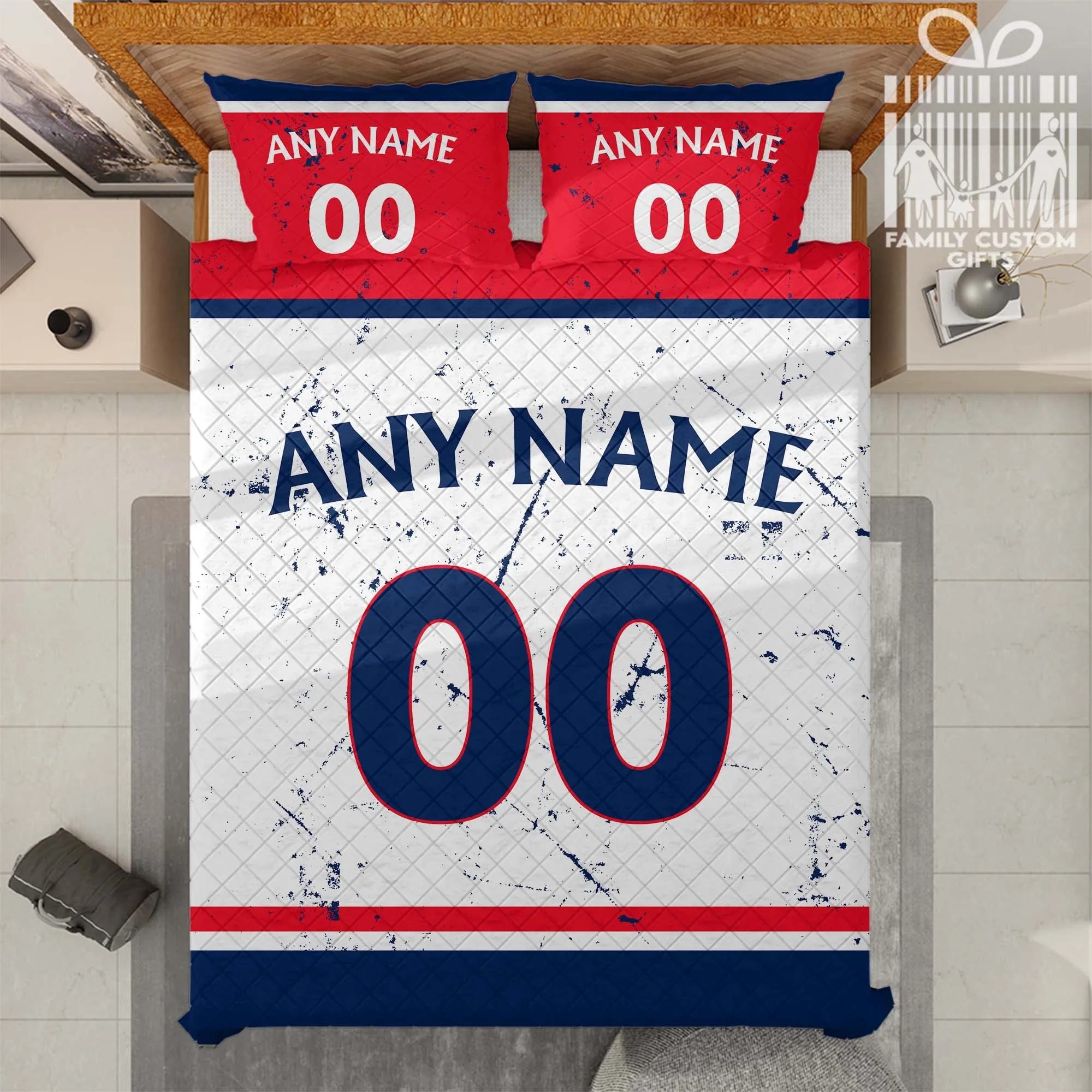Custom Quilt Sets Columbus Jersey Personalized Ice hockey Premium Quilt Bedding for Men Women