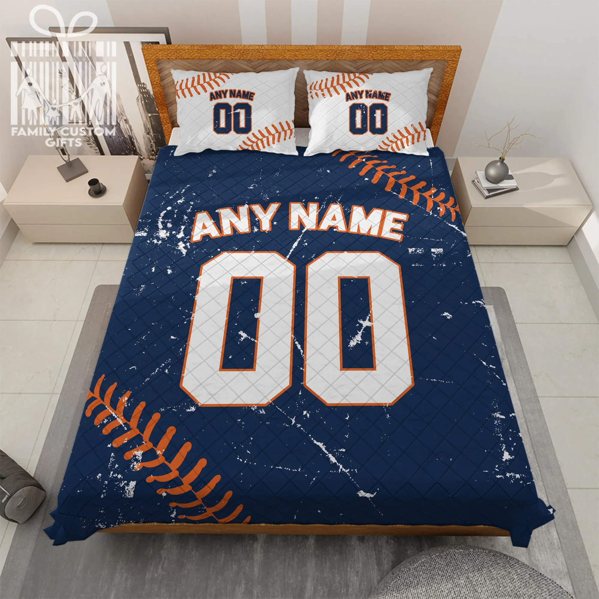 Custom Quilt Sets Detroit Jersey Personalized Baseball Premium Quilt Bedding for Men Women
