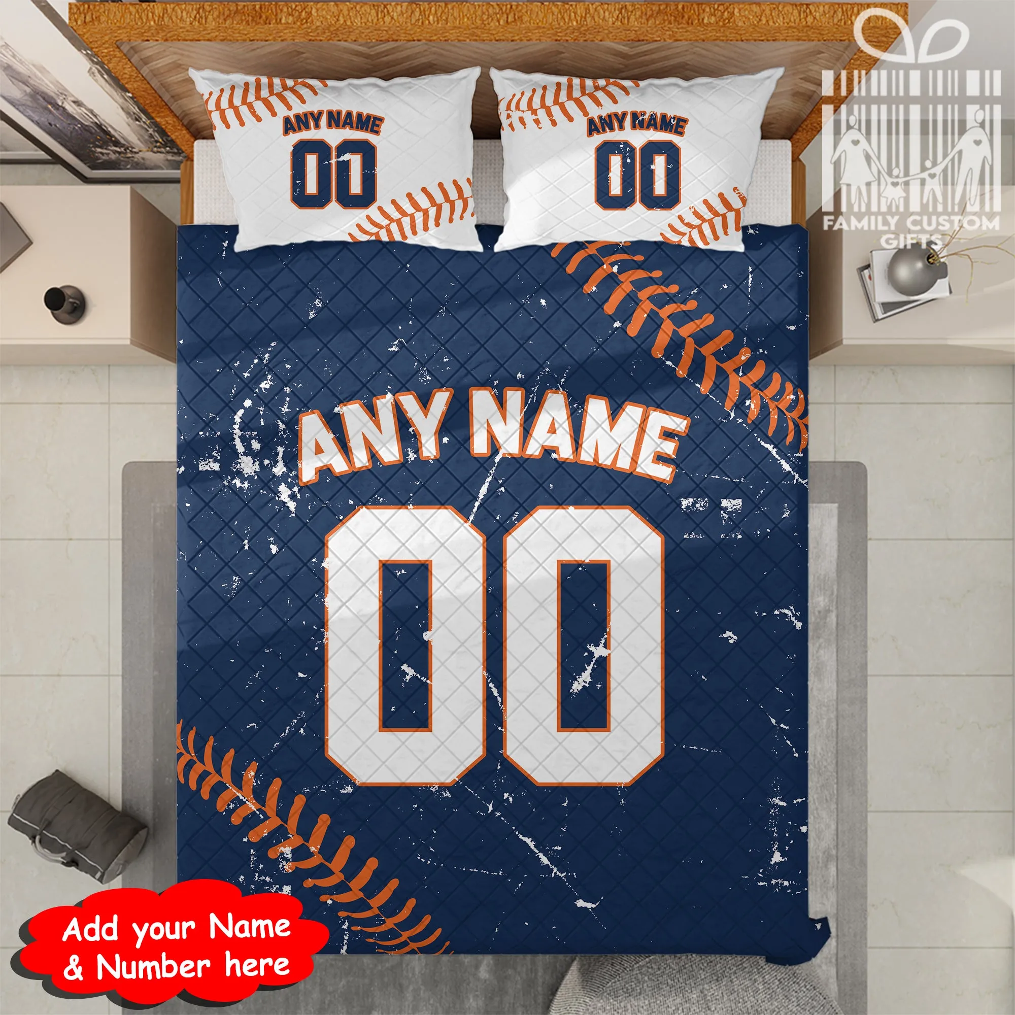 Custom Quilt Sets Detroit Jersey Personalized Baseball Premium Quilt Bedding for Men Women