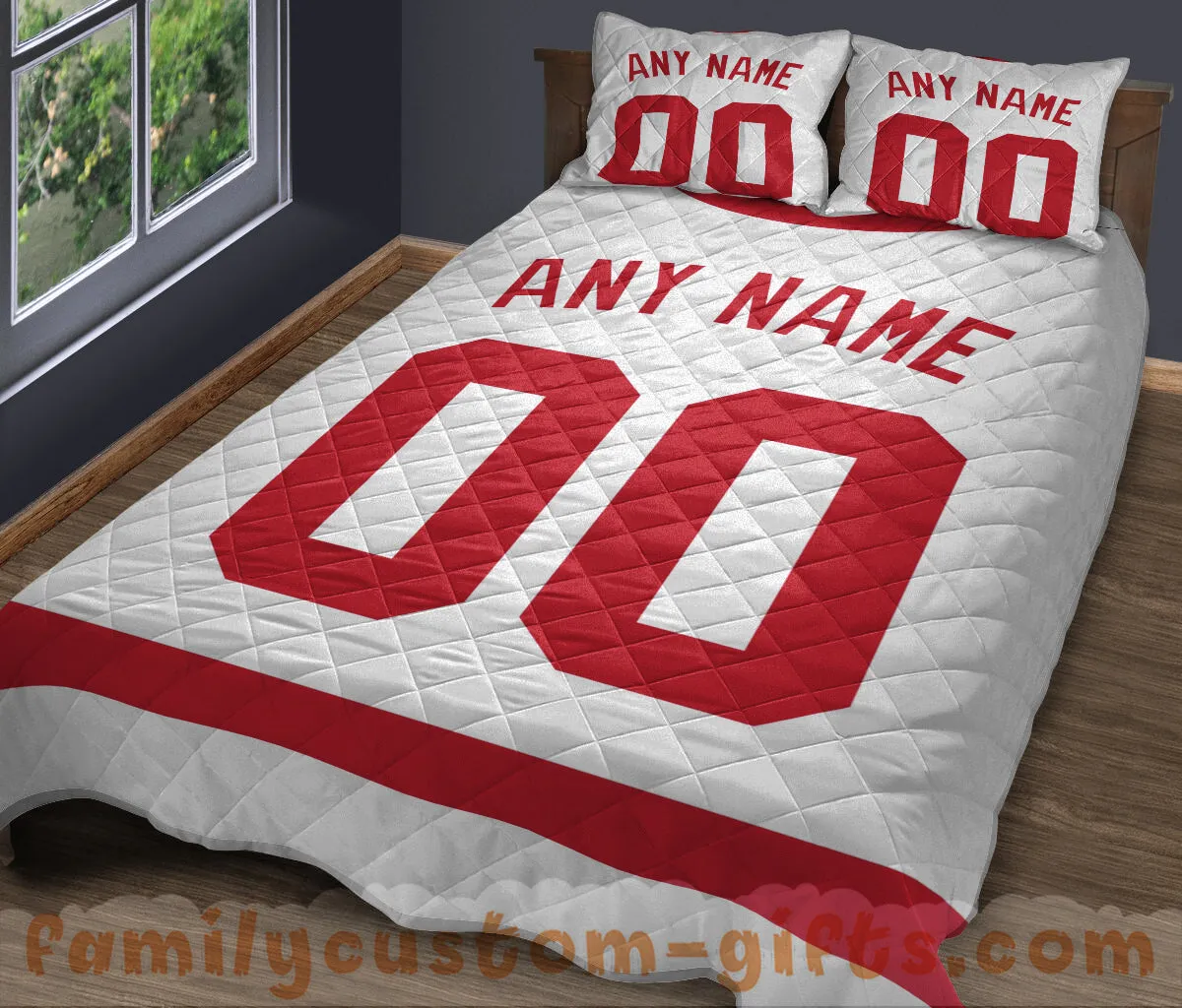 Custom Quilt Sets Detroit Jersey Personalized Ice hockey Premium Quilt Bedding for Men Women