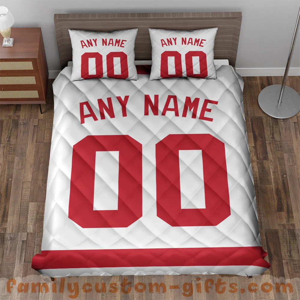 Custom Quilt Sets Detroit Jersey Personalized Ice hockey Premium Quilt Bedding for Men Women