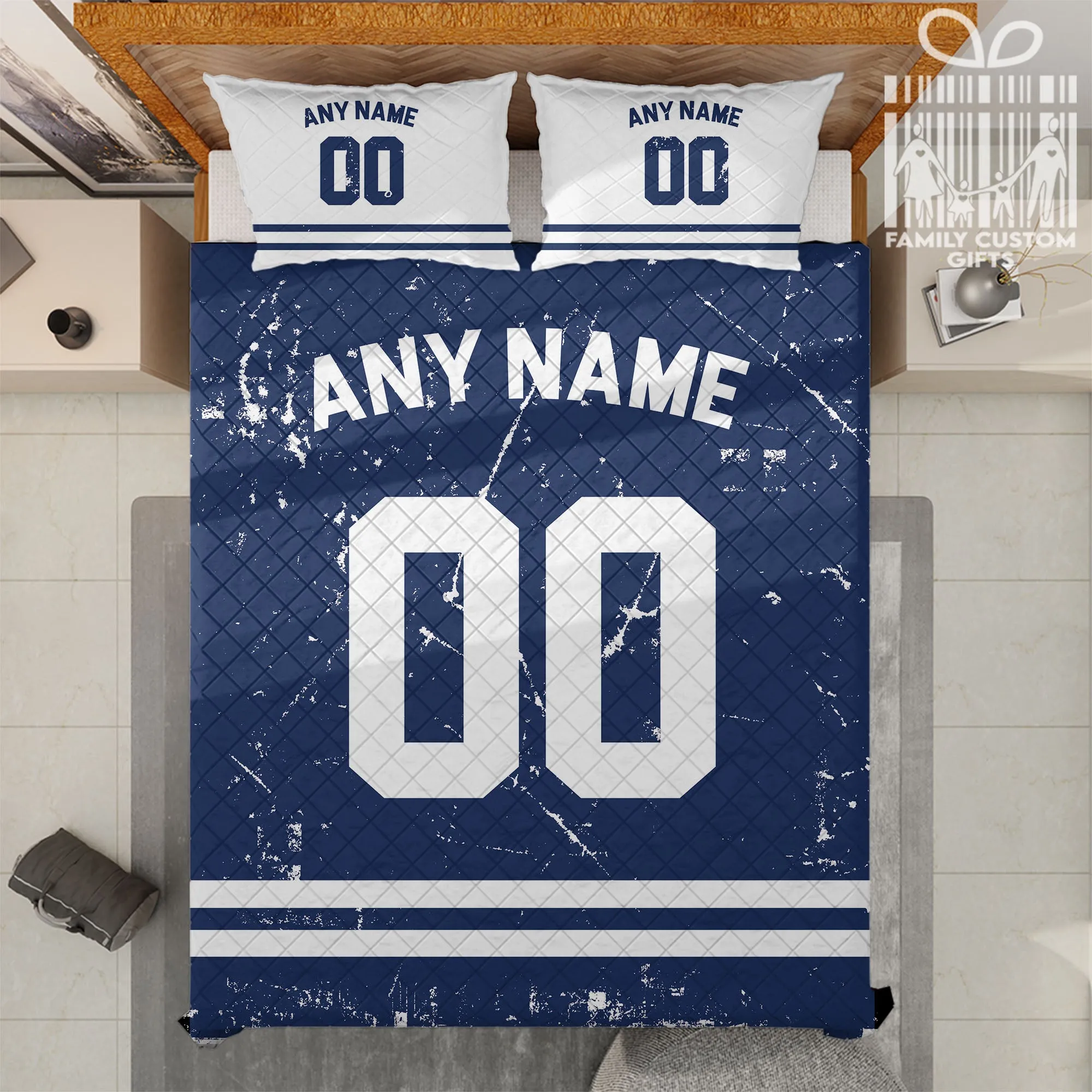 Custom Quilt Sets Indianapolis Jersey Personalized Football Premium Quilt Bedding for Men Women