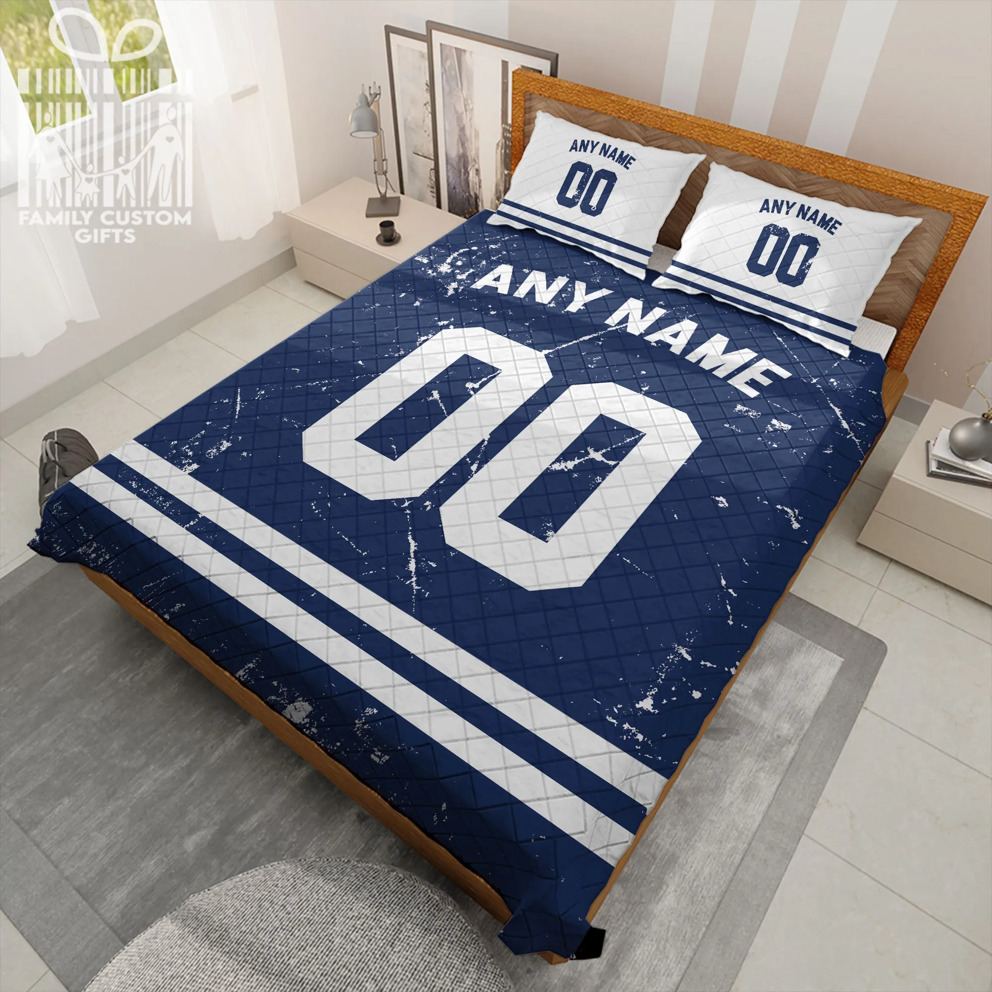 Custom Quilt Sets Indianapolis Jersey Personalized Football Premium Quilt Bedding for Men Women