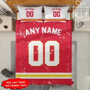 Custom Quilt Sets Kansas City Jersey Personalized Football Premium Quilt Bedding for Men Women