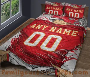Custom Quilt Sets Kansas City Jersey Personalized Football Premium Quilt Bedding for Men Women