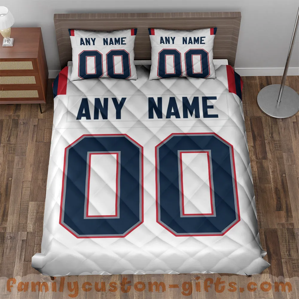 Custom Quilt Sets New England Jersey Personalized Football Premium Quilt Bedding for Men Women