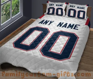 Custom Quilt Sets New England Jersey Personalized Football Premium Quilt Bedding for Men Women
