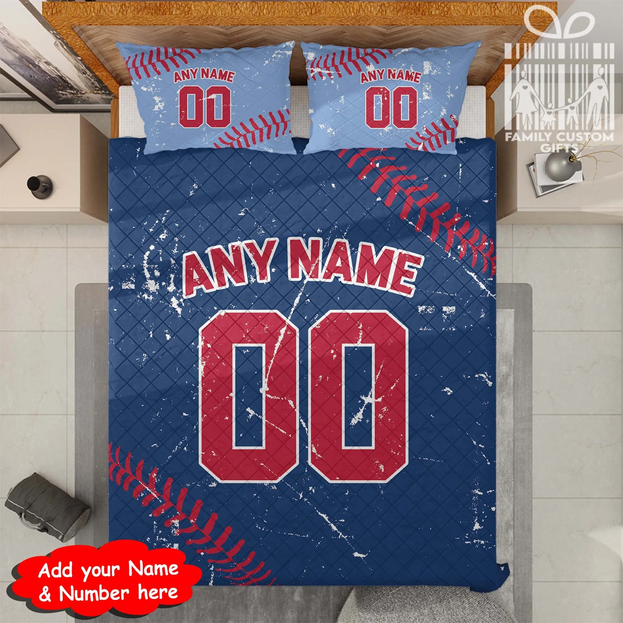 Custom Quilt Sets Philadelphia Jersey Personalized Baseball Premium Quilt Bedding for Men Women