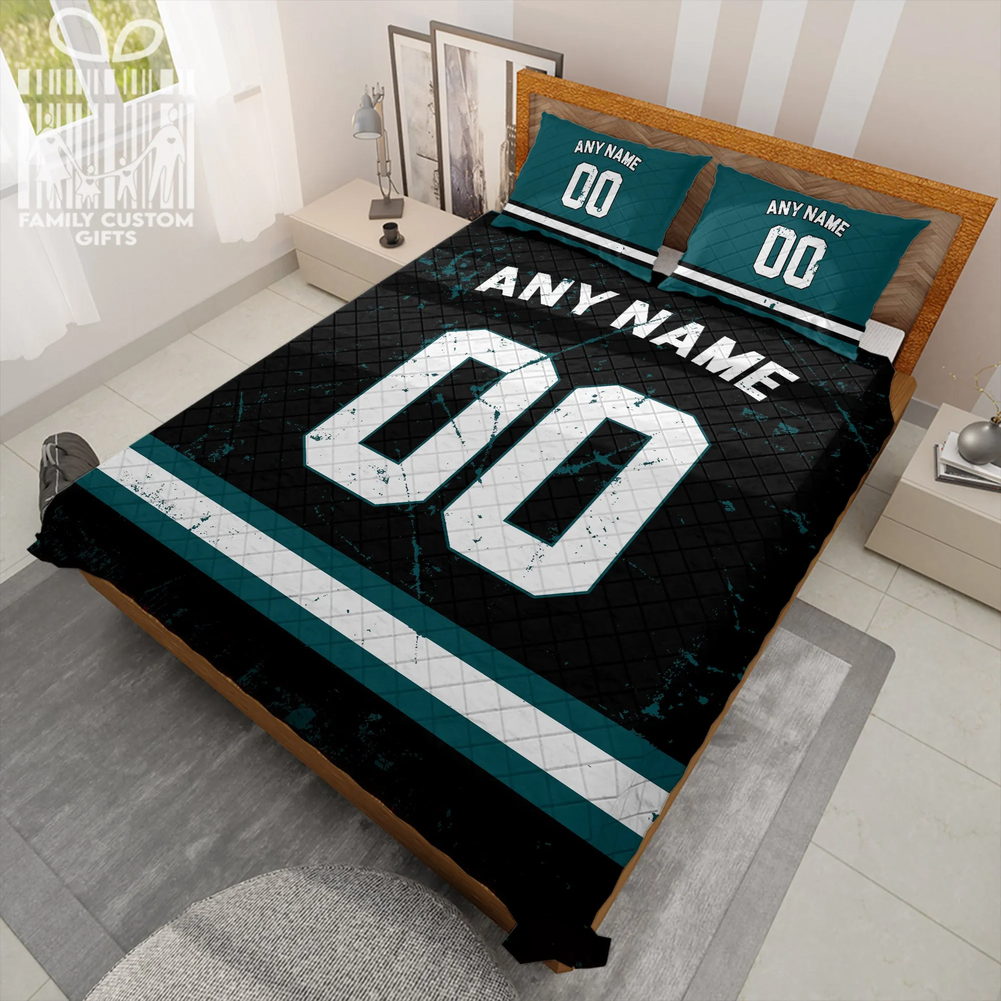 Custom Quilt Sets Philadelphia Jersey Personalized Football Premium Quilt Bedding for Men Women