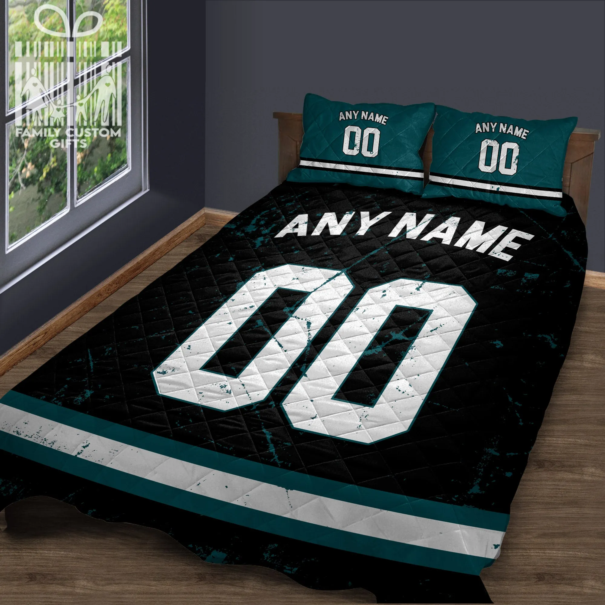 Custom Quilt Sets Philadelphia Jersey Personalized Football Premium Quilt Bedding for Men Women