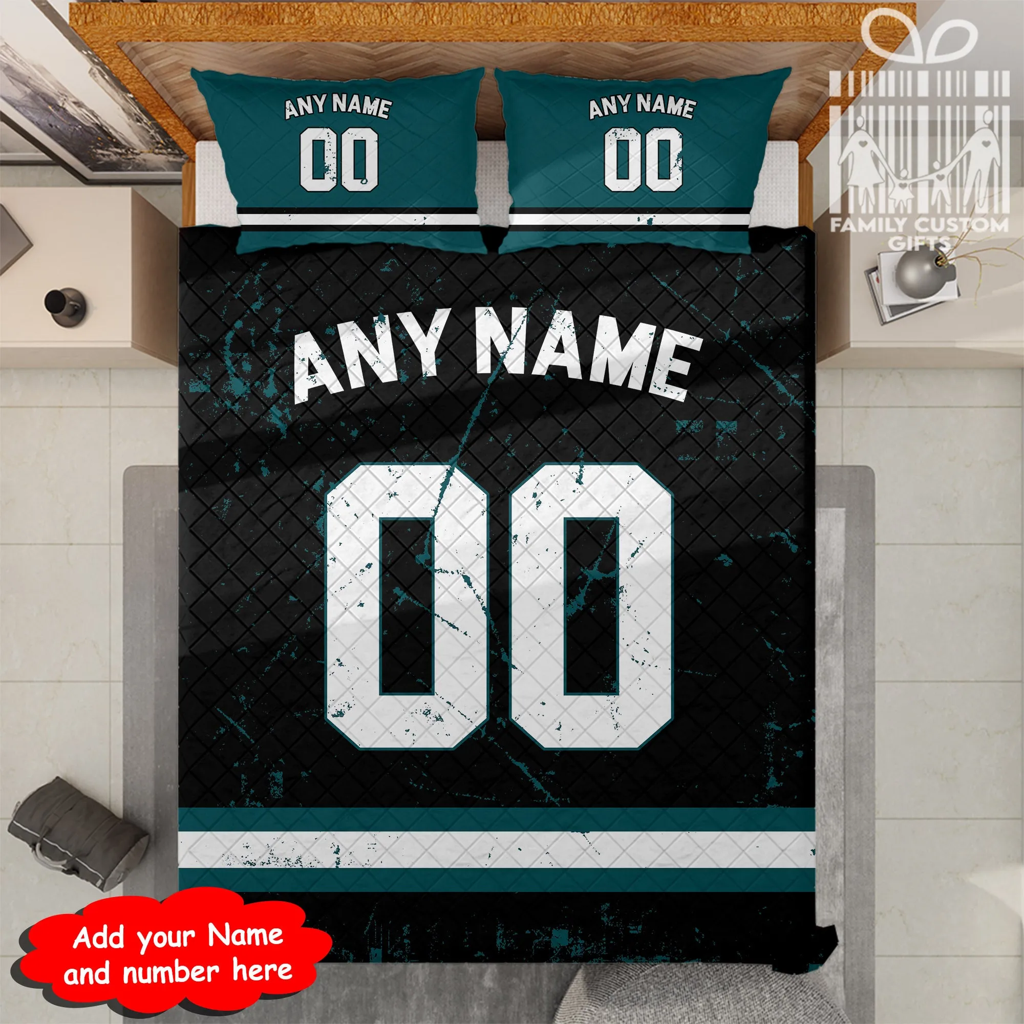 Custom Quilt Sets Philadelphia Jersey Personalized Football Premium Quilt Bedding for Men Women