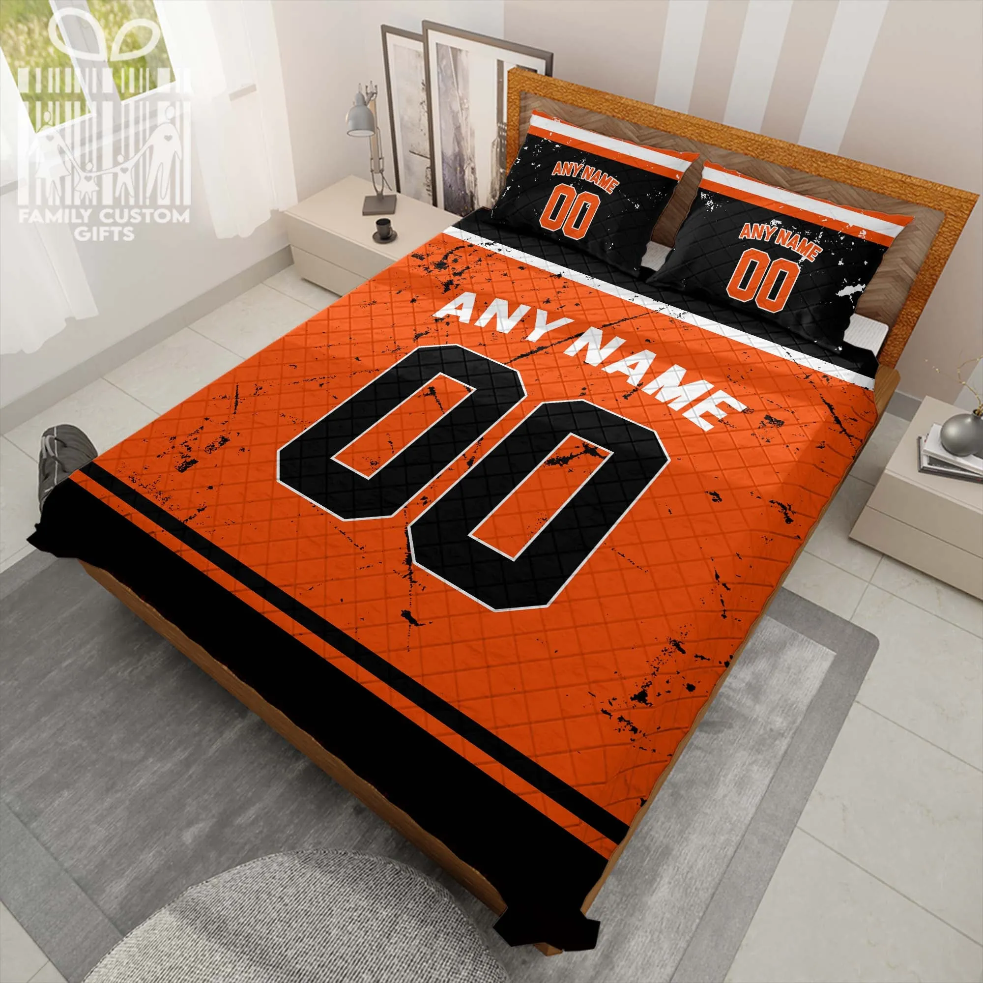 Custom Quilt Sets Philadelphia Jersey Personalized Ice hockey Premium Quilt Bedding for Men Women