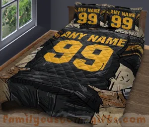Custom Quilt Sets Pittsburgh Jersey Personalized Football Premium Quilt Bedding for Men Women