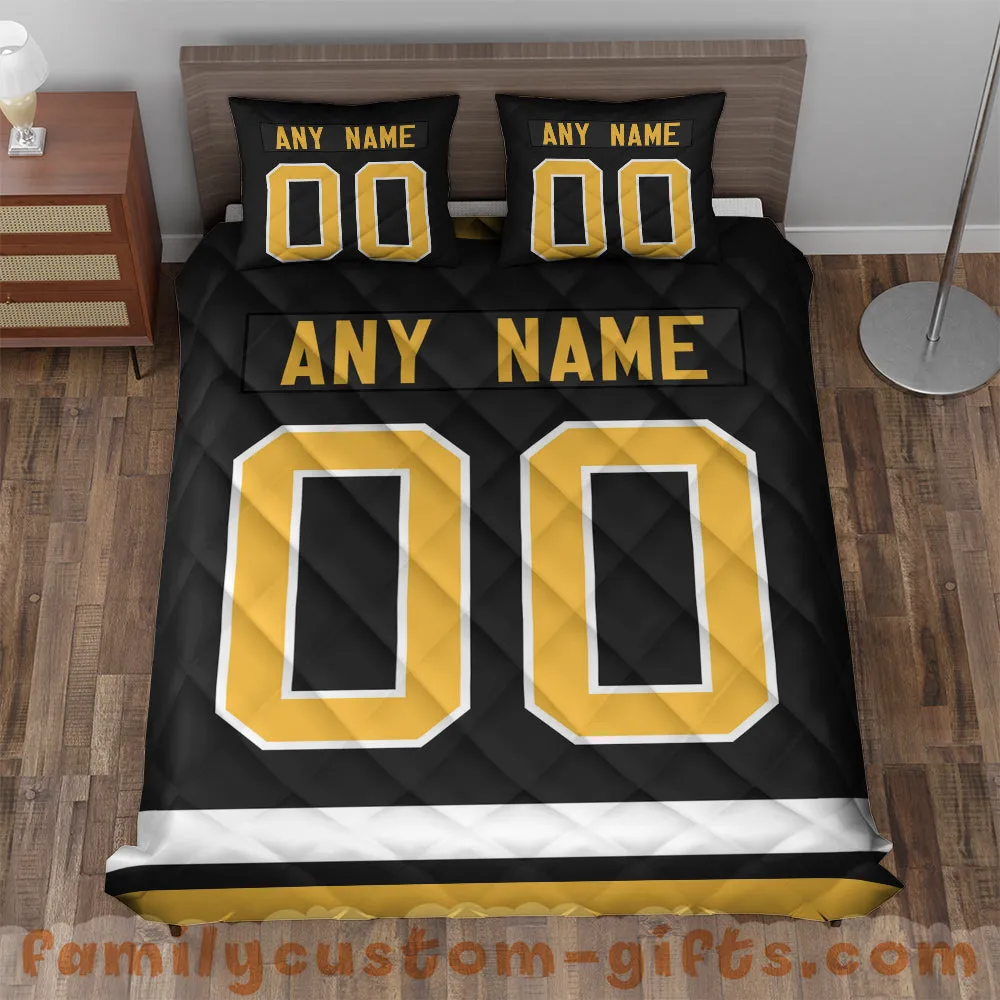 Custom Quilt Sets Pittsburgh Jersey Personalized Ice hockey Premium Quilt Bedding for Men Women