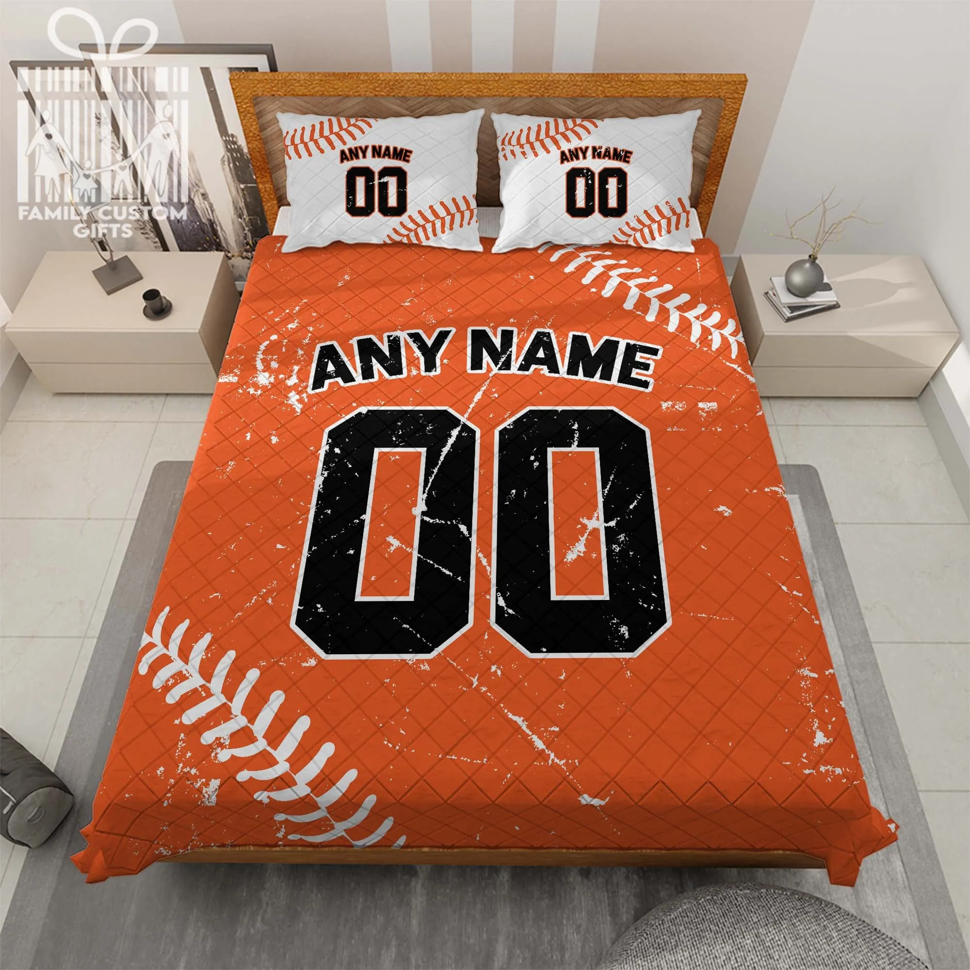 Custom Quilt Sets San Francisco Jersey Personalized Baseball Premium Quilt Bedding for Men Women