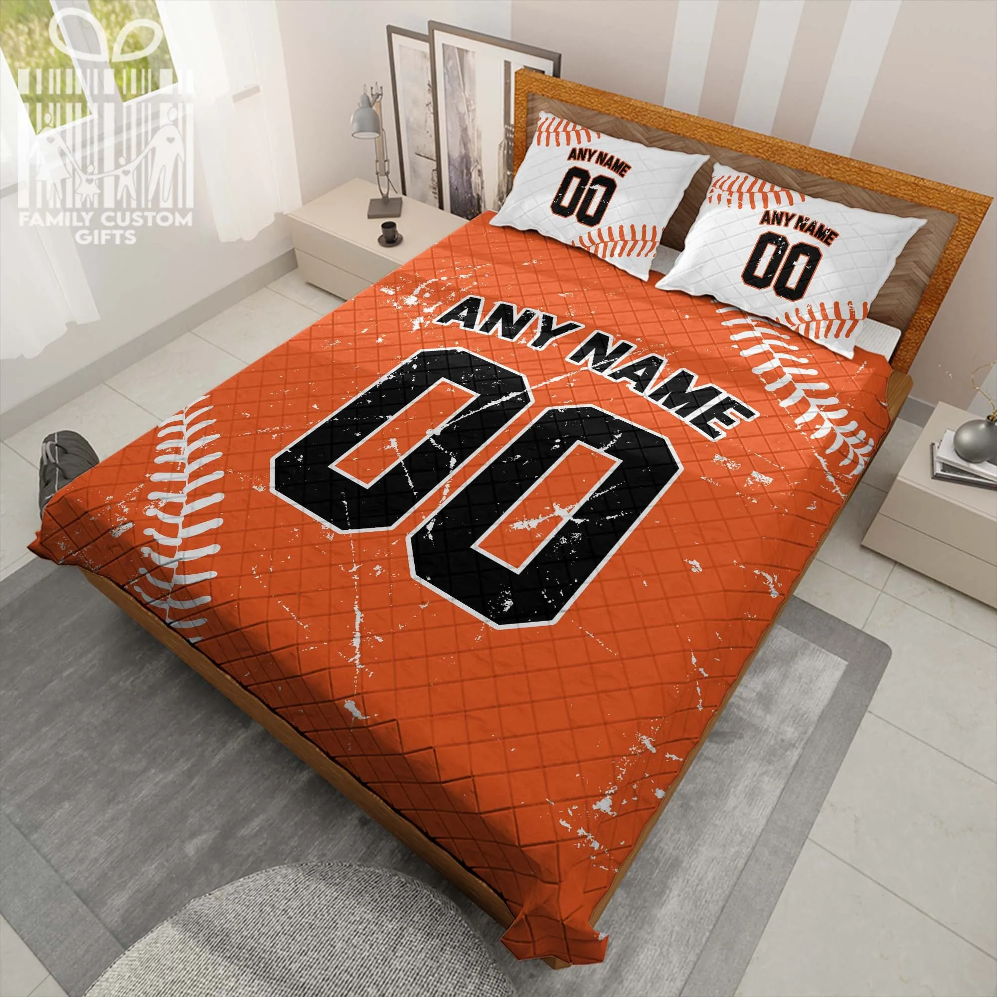 Custom Quilt Sets San Francisco Jersey Personalized Baseball Premium Quilt Bedding for Men Women