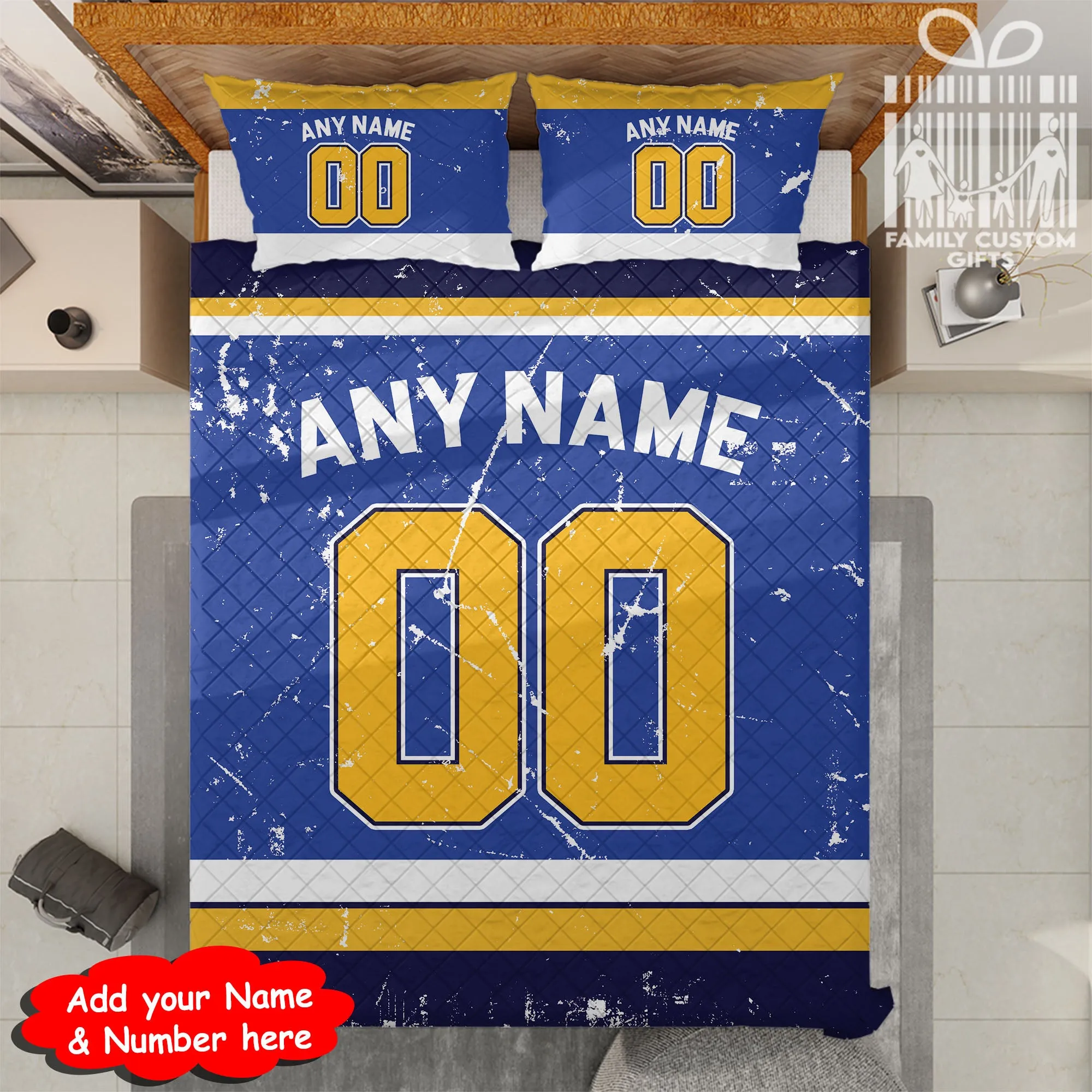 Custom Quilt Sets  St. Louis Jersey Personalized Ice hockey Premium Quilt Bedding for Men Women
