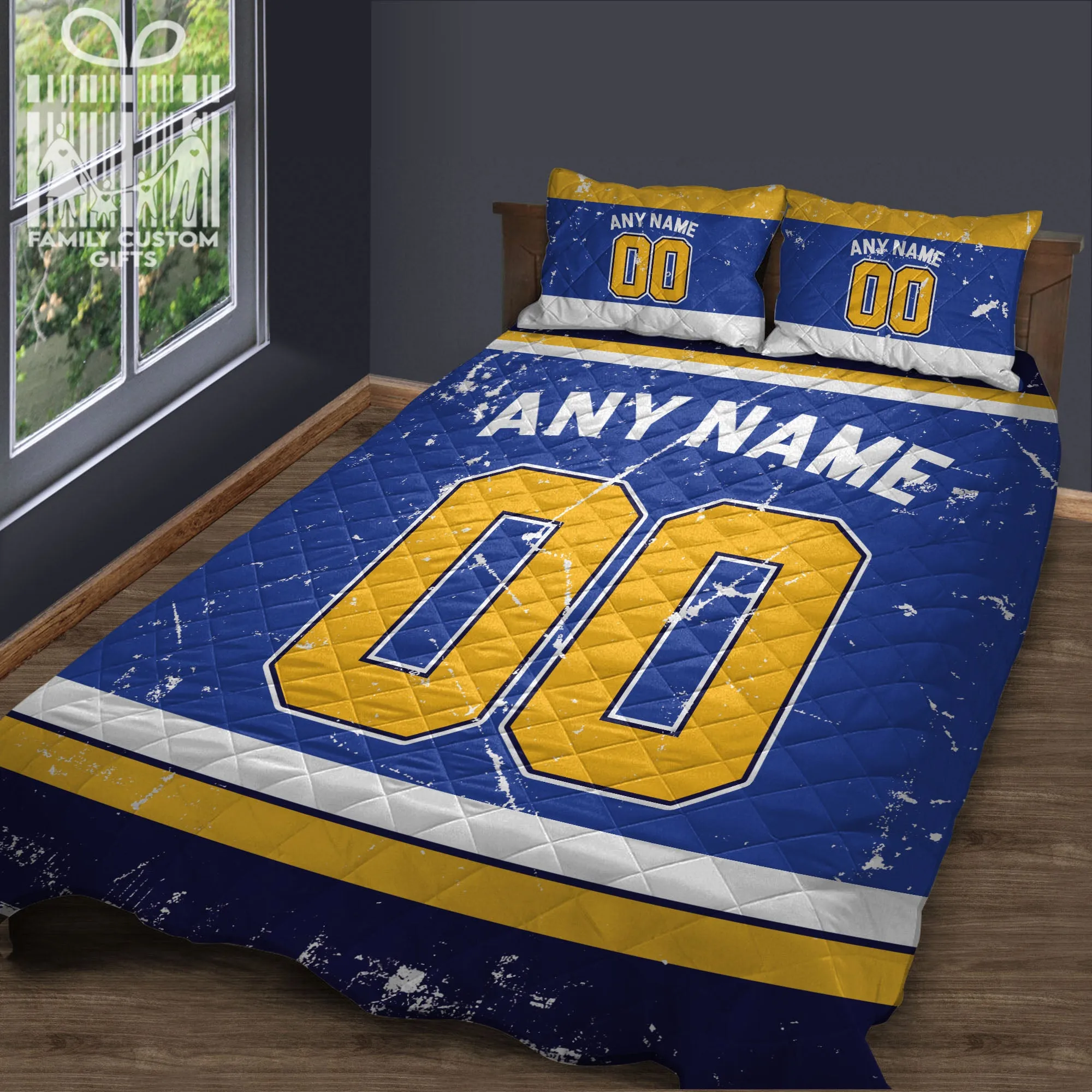 Custom Quilt Sets  St. Louis Jersey Personalized Ice hockey Premium Quilt Bedding for Men Women