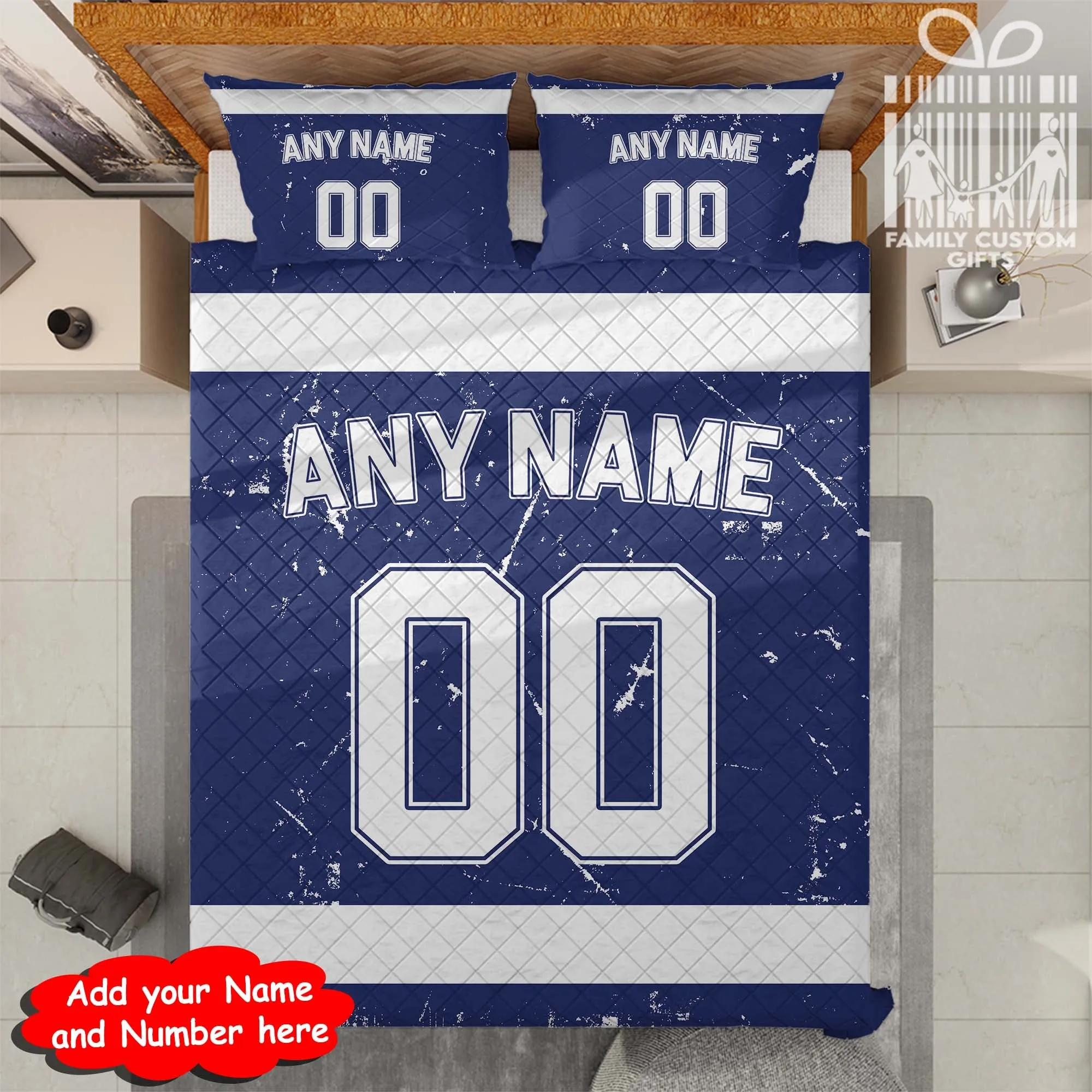 Custom Quilt Sets Tampa Bay Jersey Personalized Ice hockey Premium Quilt Bedding for Men Women
