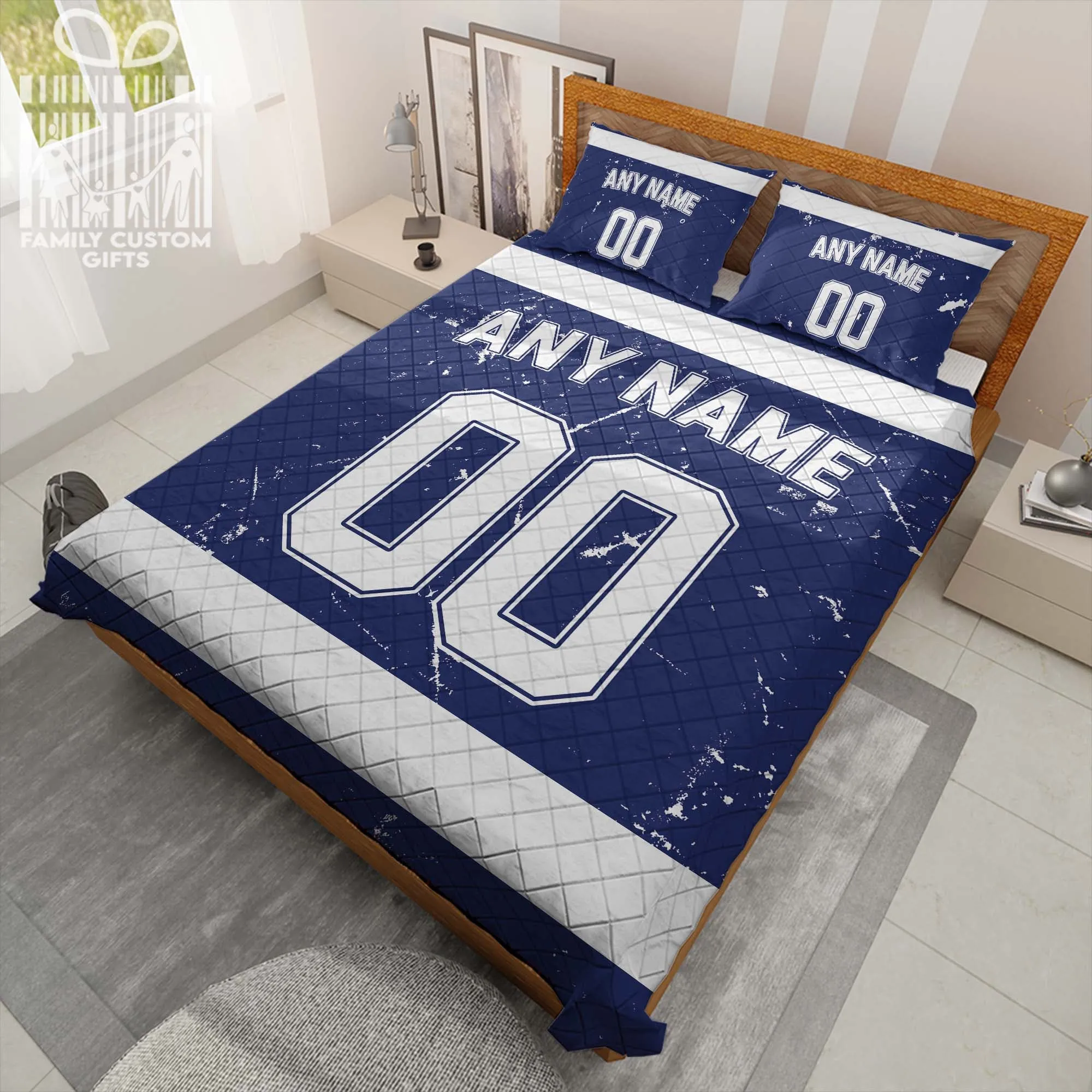 Custom Quilt Sets Tampa Bay Jersey Personalized Ice hockey Premium Quilt Bedding for Men Women