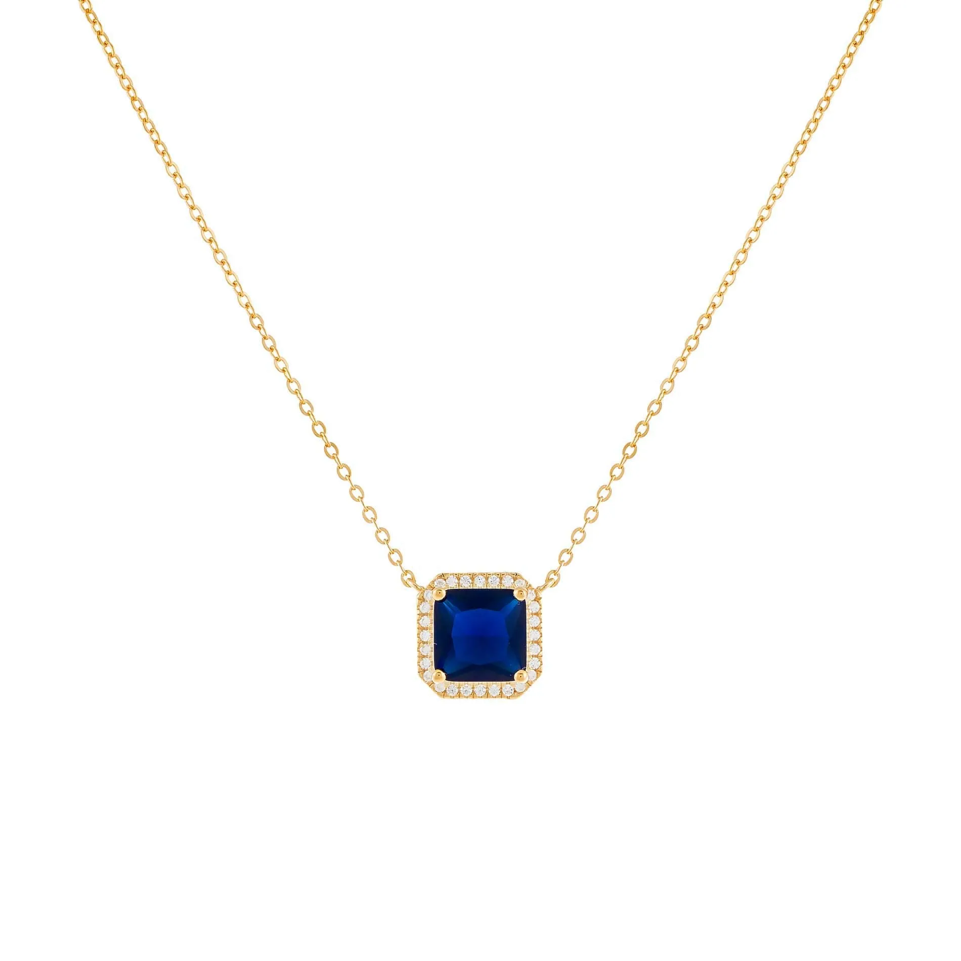 CZ Colored Illusion Square Necklace