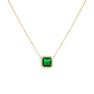 CZ Colored Illusion Square Necklace