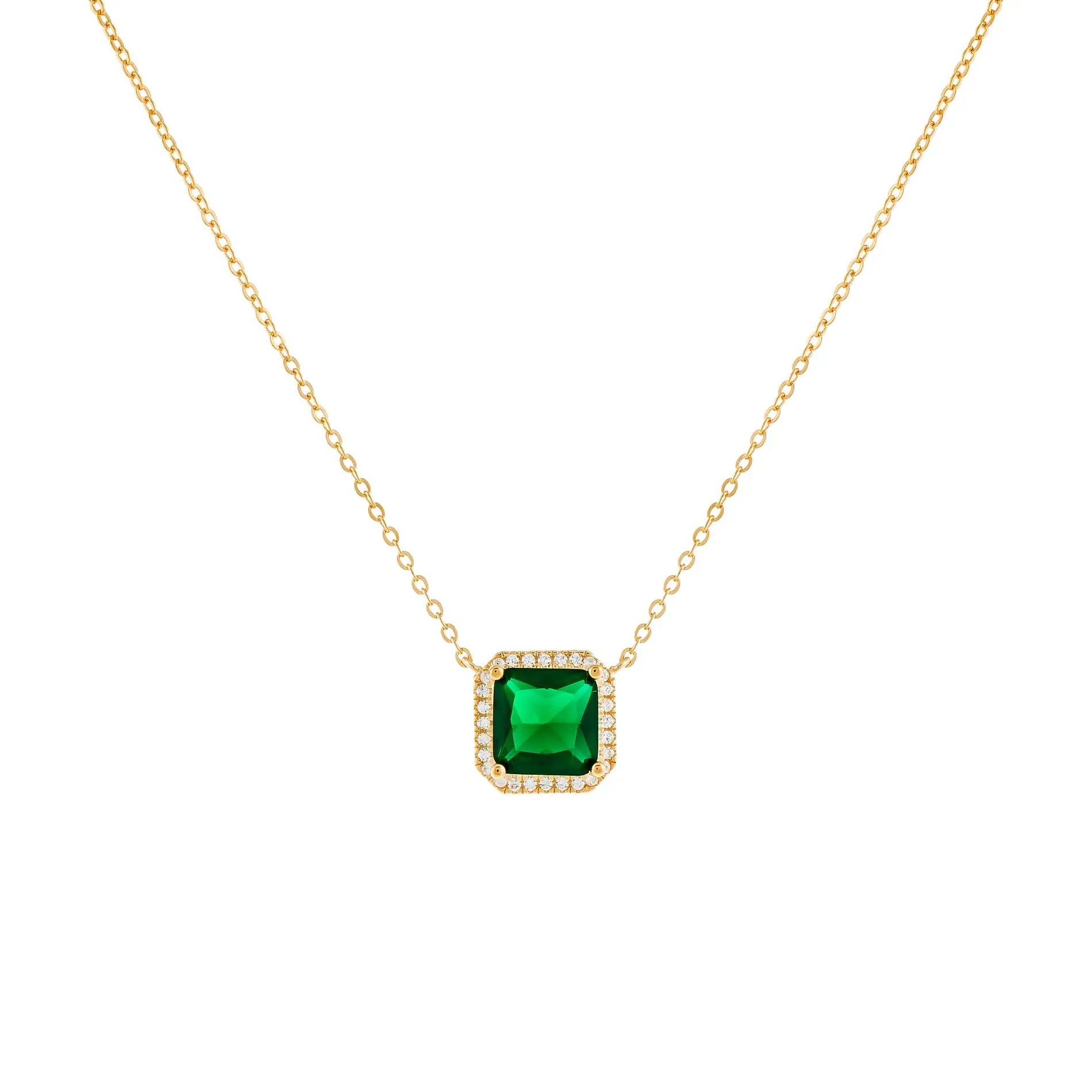CZ Colored Illusion Square Necklace