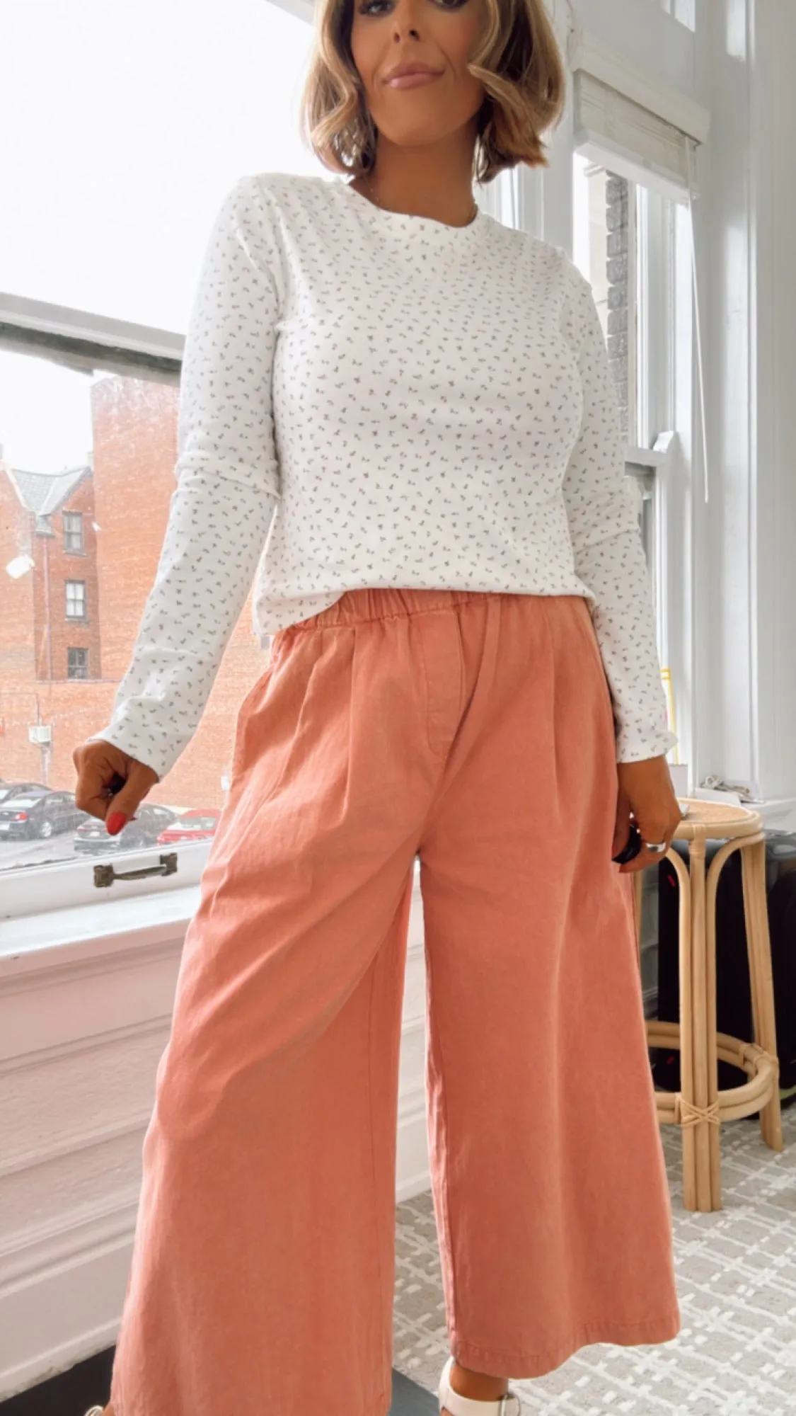 Daily Style Cropped Pants, Washed Coal Pink
