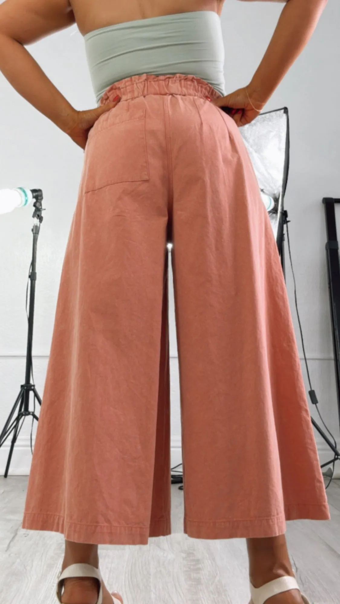 Daily Style Cropped Pants, Washed Coal Pink